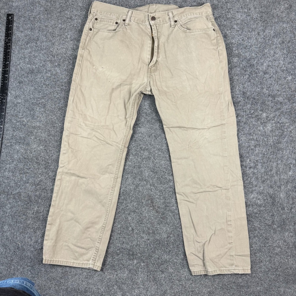 Levi's Pants Mens Size 38x30 Beige 505 Regular Fit Straight Leg Cotton Stained